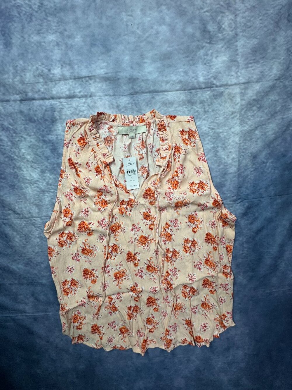 Loft top Large pink sleeveless floral womens rayon coastal casual